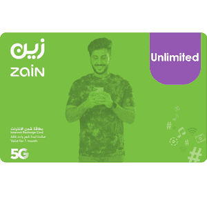 بطاقة انترنت زين غير محدودة - شهر - السعودية